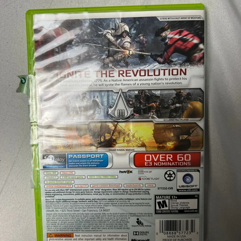 Assassin's Creed III Xbox 360 Walmart Edition Free Mission‎ & Weapon Game